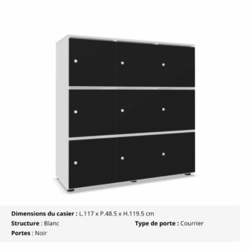 Casier 9 cases avec multi serrures - Gamme Primo - Noir