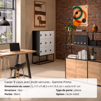 Casier 9 cases avec multi serrures - Gamme Primo - ambiance 1
