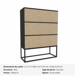 Casier 9 cases avec multi serrures - Gamme Primo - chêne fil