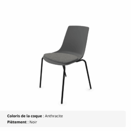 Chaises polyvalentes avec placet - Elya - anthracite et noir