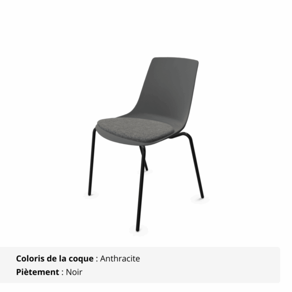 Chaises polyvalentes avec placet - Elya - anthracite et noir