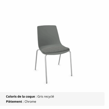 Chaises polyvalentes avec placet - Elya - gris recyclé et chrome