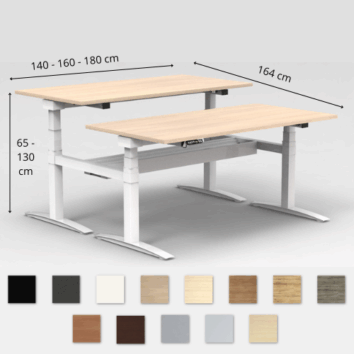 Ensemble de 2 bureaux en vis à vis assis-debout électrique – L. 140-160-180 cm – Gamme Altitude