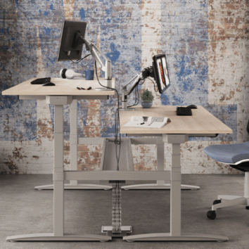 Ensemble de 2 bureaux en vis à vis assis-debout électrique - L. 140 à 180 cm - 2 moteurs - Gamme Altitude