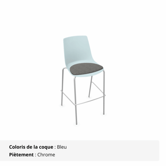 Tabouret Elya - bleu et chrome