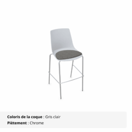 Tabouret Elya - gris et chrome
