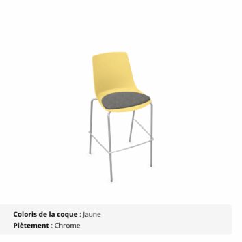 Tabouret Elya - jaune et chrome