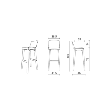 Tabouret dossier haut Quiétude - dimensions