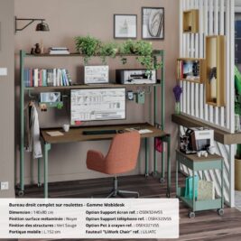 ambiance Bureau droit complet sur roulettes gamme Mobidesk 140x80
