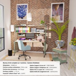 ambiance Bureau droit complet sur roulettes gamme Mobidesk 160x80
