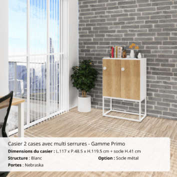Casier 2 cases - portes vestiaires avec patères - multi serrures - Gamme Primo - ambiance