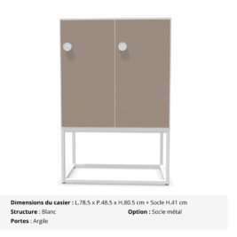 Casier 2 cases - portes vestiaires avec patères - multi serrures - Gamme Primo - argile