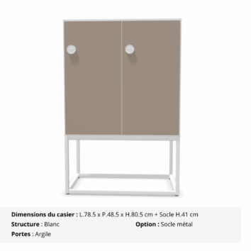 Casier 2 cases - portes vestiaires avec patères - multi serrures - Gamme Primo - argile