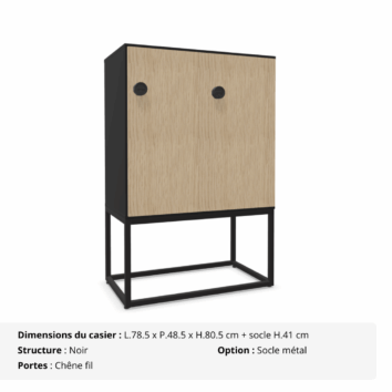 Casier 2 cases - portes vestiaires avec patères - multi serrures - Gamme Primo - chêne fil