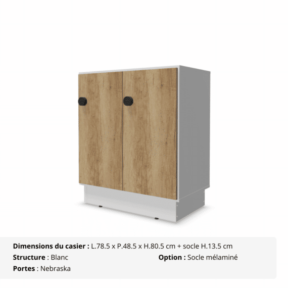 Casier 2 cases - portes vestiaires avec patères - multi serrures - Gamme Primo - nebraska