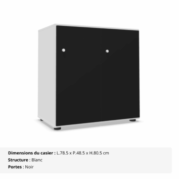 Casier 2 cases - portes vestiaires avec patères - multi serrures - Gamme Primo - noir