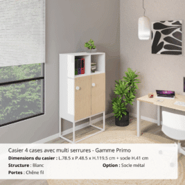 Casier 4 cases - 2 avec patères et 2 niches - multi serrures - Gamme Primo - ambiance