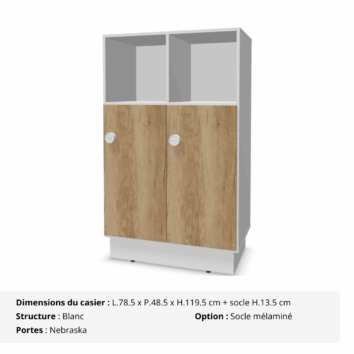 Casier 4 cases - 2 avec patères et 2 niches - multi serrures - Gamme Primo - nebrsaka