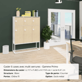 Casier 6 cases - 3 portes classiques + 3 portes vestiaires avec patères - Gamme Primo - Ambiance