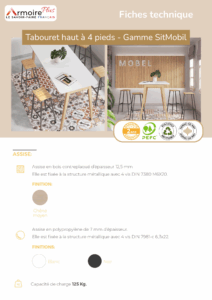 Fiche technique Tabouret haut à 4 pieds - Gamme SitMobil