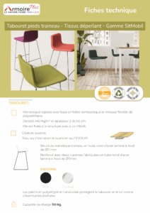 Fiche technique Tabouret pieds traineau - Tissus déperlant - Gamme SitMobil VF