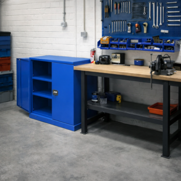 Armoire Basse IDEO 100BG - 2 Étagères - Larg.100 - BLEU