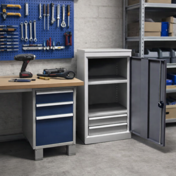 Armoire Basse QUALI 500 - 2 Étagères + 2 Tiroirs