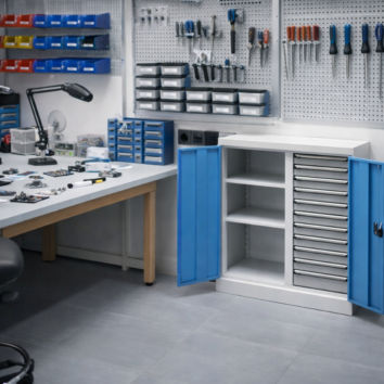 Armoire Basse QUALI 950 - 2 Étagères + 10 Tiroirs