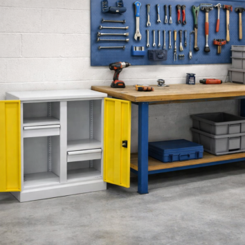 Armoire Basse QUALI 950 - 2 Étagères + 2 Tiroirs
