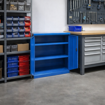 Armoire Basse QUALI 950BG - 2 Étagères - BLEU