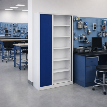 Armoire Haute DIRO 100 - Porte Rideaux - 4 Étagères