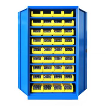 Armoire Haute IDEO 100BG - 36 Bacs à Bec 8L - BLEU