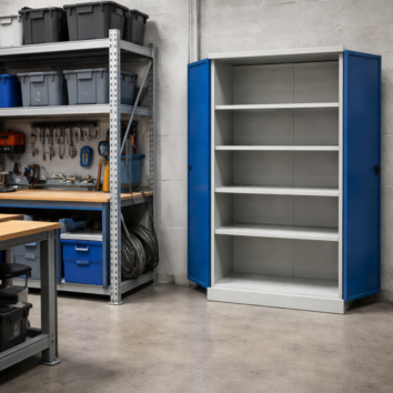 Armoire Haute IDEO 120BG Grande Profondeur - Porte Battante 4 Étagères