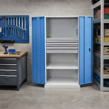 Armoire Haute QUALI 950 - 2 Étagères + 4 Tiroirs