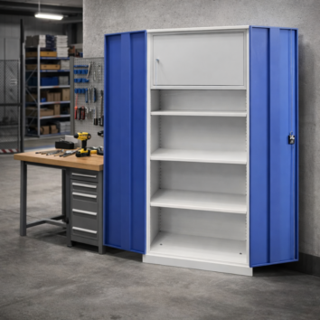 Armoire Haute QUALI 950 - 3 Étagères + 1 Coffre