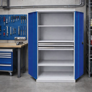 Armoire Haute QUALI 950 - 3 Étagères + 2 Tiroirs