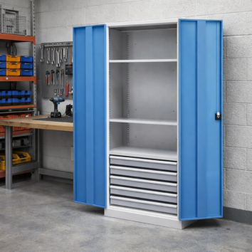 Armoire Haute QUALI 950 - 3 Étagères + 4 Tiroirs
