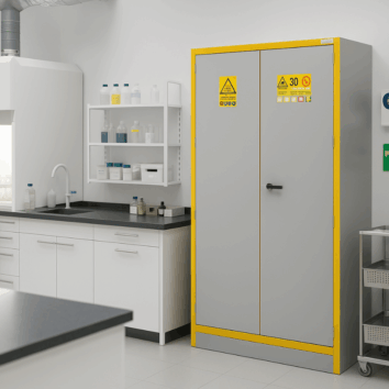 Armoire haute Anti-Feu 30 minutes - multirisques - 240 L - 2 portes - 2 compartiments