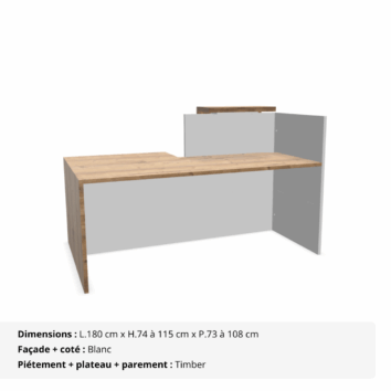 Banque d'accueil avec accès PMR - Gamme Horizon - Blanc et Timber