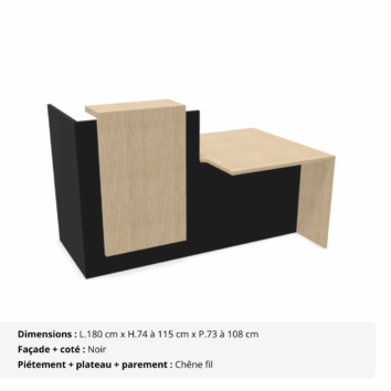 Banque d'accueil avec accès PMR - Gamme Horizon - Noir et Chêne fil