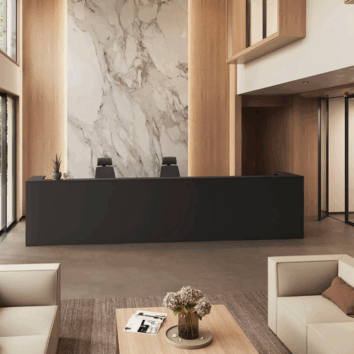Banque d'accueil double terminal - Gamme Althéa - Graphite - option central