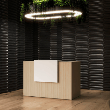 Banque d'accueil individuel - Gamme Althéa - Acacia clair et blanc - réhausse