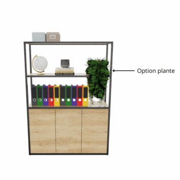 Bibliothèque 3 portes gamme Nexa + plante