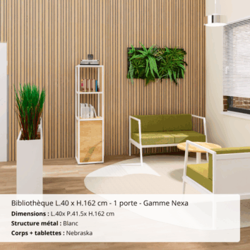 Bibliothèque L.40 x H.162 cm - 1 porte - Gamme Nexa - Ambiance