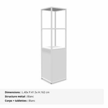 Bibliothèque L.40 x H.162 cm - 1 porte - Gamme Nexa - Blanc