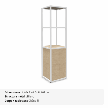 Bibliothèque L.40 x H.162 cm - 1 porte - Gamme Nexa - Chêne fil