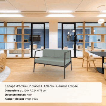 Canapé d'accueil 2 places L.120 cm - Gamme Eclipse - Ambiance