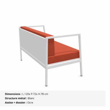 Canapé d'accueil 2 places L.120 cm - Gamme Eclipse - Ocre