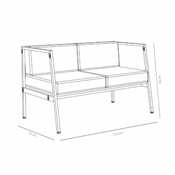 Canapé d'accueil 2 places L.120 cm - Gamme Eclipse - dimensions