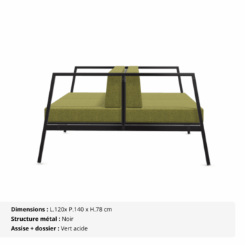 Canapé d'accueil 4 places - 2 modules dos à dos - Gamme Eclipse - Vert Acide